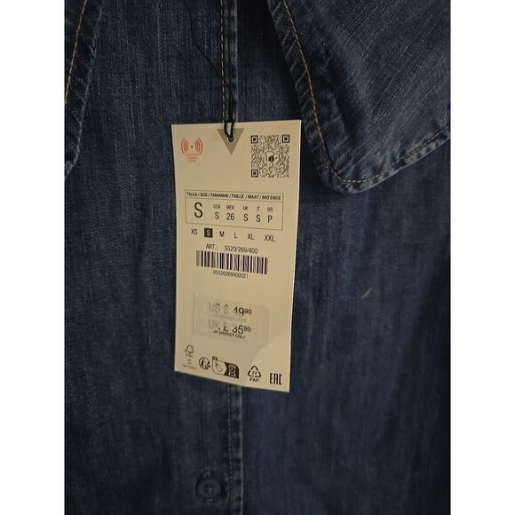 Zara Trf Denim Shirt With Bib Collar - S - Picture 11 of 12